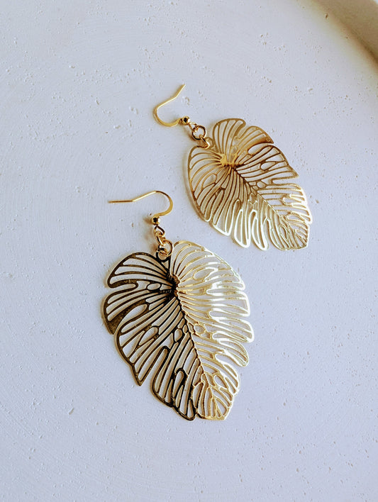 Boucles d'oreilles Feuille dorée
