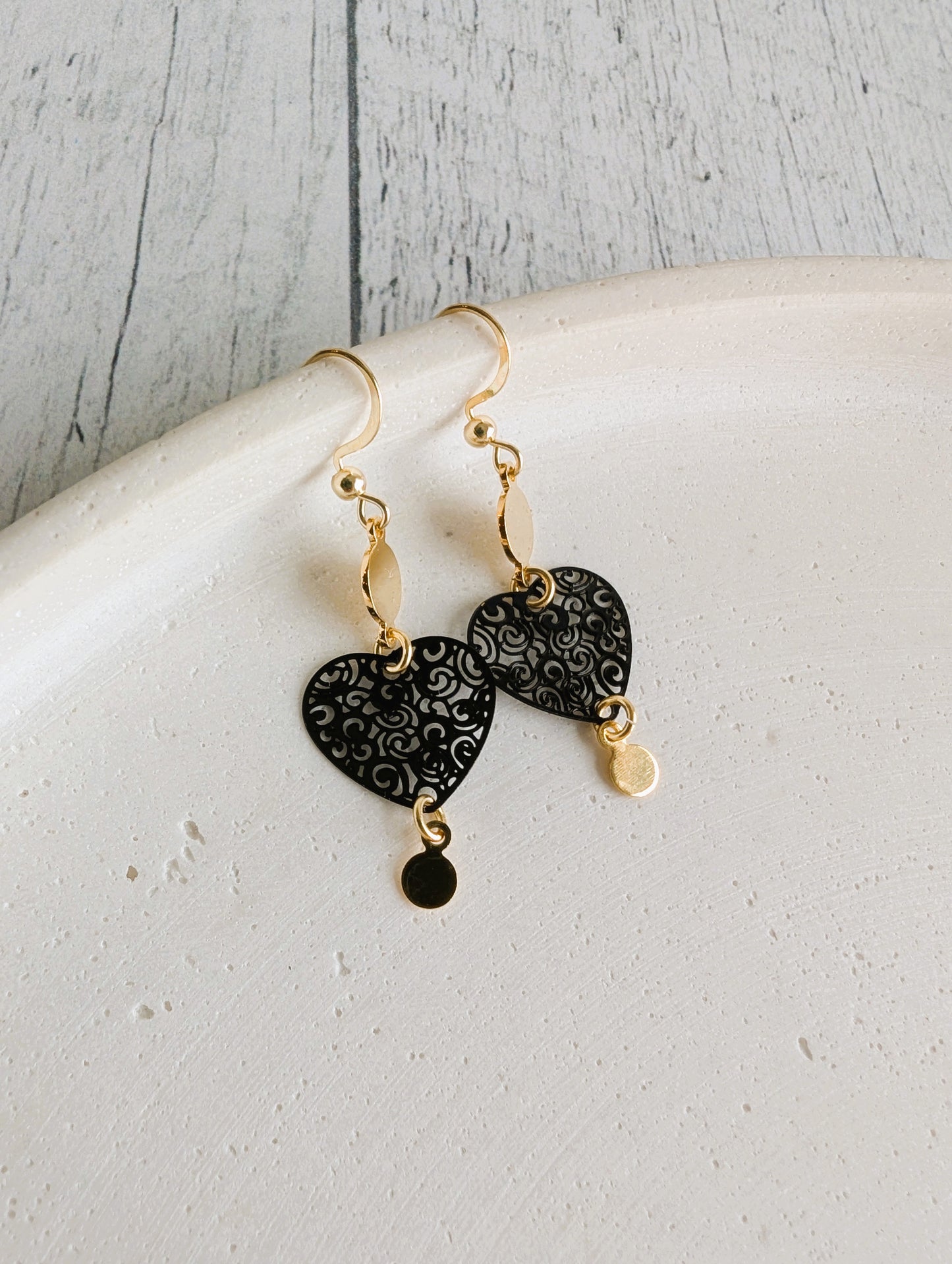 Boucles d'oreilles Coeur dentelle - 3 variantes