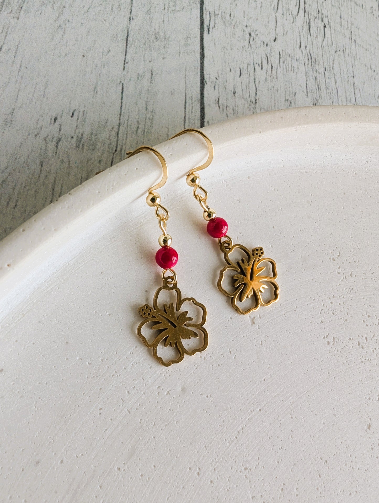 Boucles d'oreilles Hibiscus