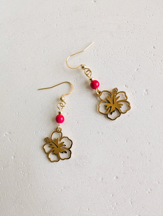 Boucles d'oreilles Hibiscus